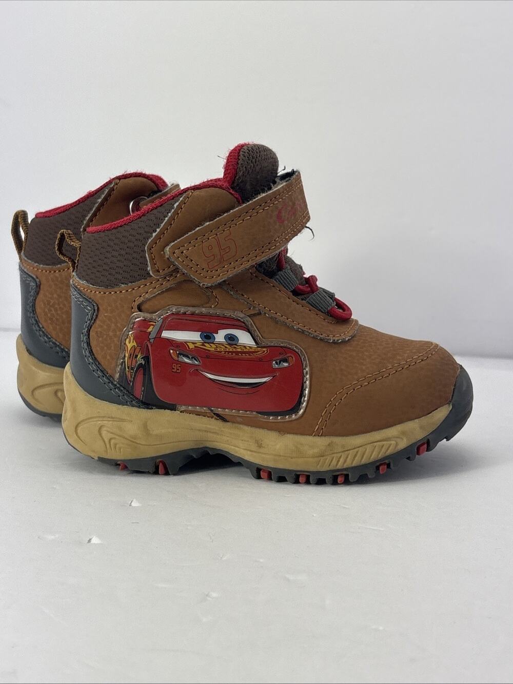 Vintage Disney Cars Lightning McQueen Shoes Kids Size 6 Sneakers Brown Boots